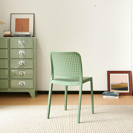Set de 4 Sillas Bronx, Verde, con Espaldar en Cuadrados y Diseño Minimalista