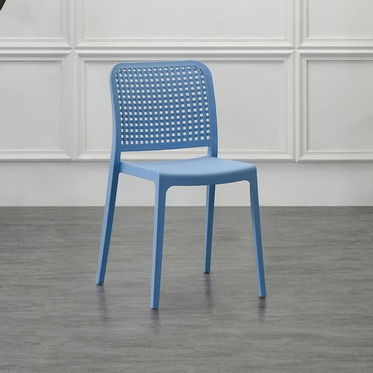 Set de 4 Sillas Bronx, Azul Oceano, con Espaldar en Cuadrados y Diseño Minimalista