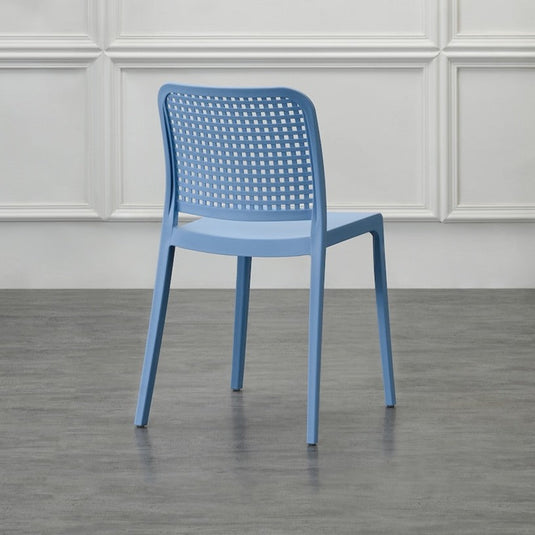 Set de 2 Sillas Bronx, Azul Oceano, con Espaldar en Cuadrados y Diseño Minimalista