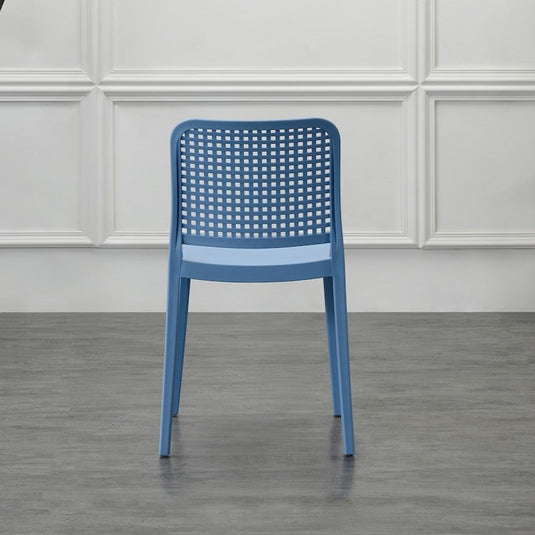 Set de 2 Sillas Bronx, Azul Oceano, con Espaldar en Cuadrados y Diseño Minimalista