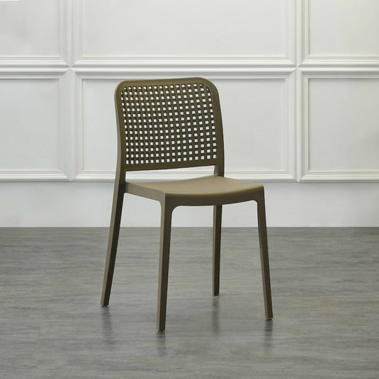 Set de 2 Sillas Bronx , Taupe, con Espaldar en Cuadrados y Diseño Minimalista