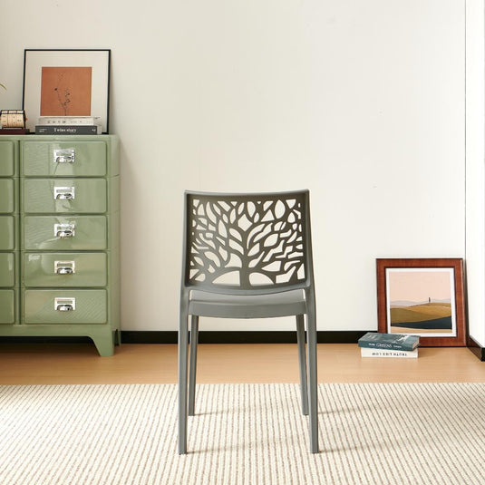 Set de 2 Sillas Harlem, Gris Oscuro, con Espaldar en Forma de Árbol y Diseño Minimalista