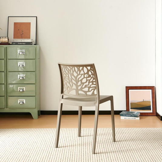 Set de 4 Sillas Harlem, Taupe, con Espaldar en Forma de Árbol y Diseño Minimalista
