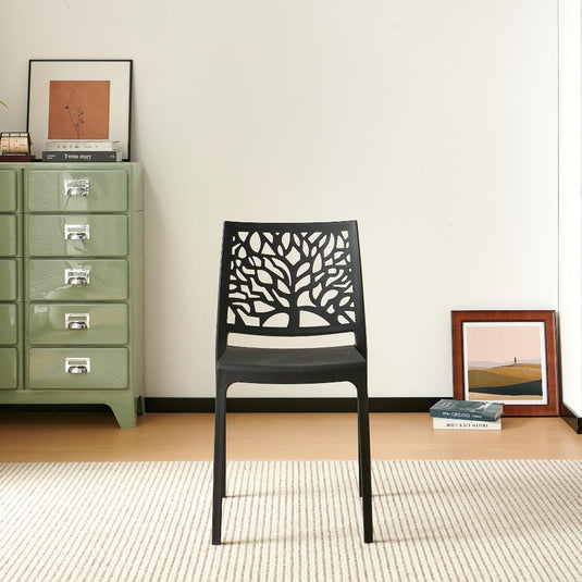 Set de 2 Sillas Harlem, Negro, con Espaldar en Forma de Árbol y Diseño Minimalista