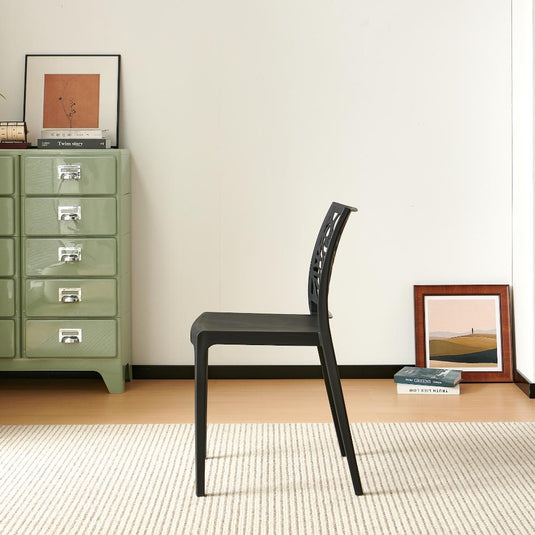 Set de 2 Sillas Harlem, Negro, con Espaldar en Forma de Árbol y Diseño Minimalista