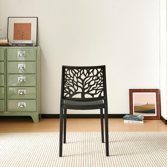 Set de 2 Sillas Harlem, Negro, con Espaldar en Forma de Árbol y Diseño Minimalista