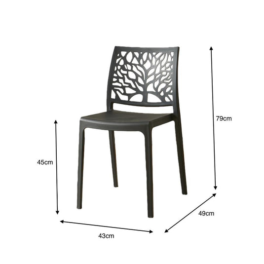 Set de 4 Sillas Harlem, Negro, con Espaldar en Forma de Árbol y Diseño Minimalista