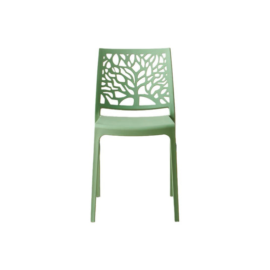 Set de 2 Sillas Harlem, Verde, con Espaldar en Forma de Árbol y Diseño Minimalista