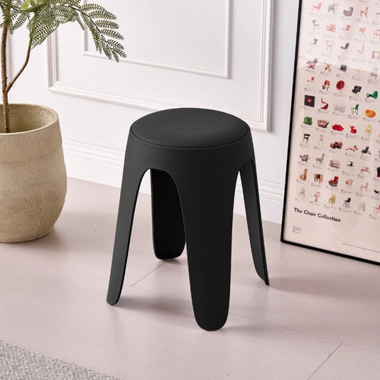 Set de 2 Butacos con Cojín Else, Color Negro, Diseño Moderno Incluye Cojín