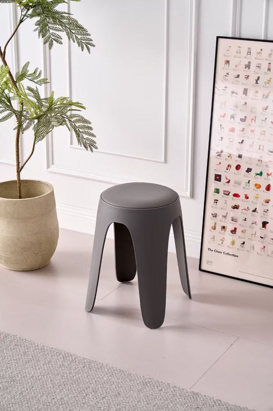 Set de 4 Butacos con Cojín Else, Color Gris Oscuro, Diseño Moderno Incluye Cojín