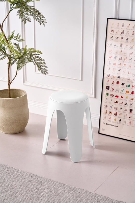 Set de 2 Butacos con Cojín Else, Color Blanco, Diseño Moderno Incluye Cojín