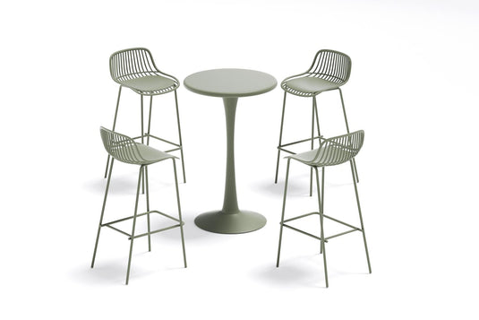 Set de 4 Butacos para Barra Tulum, Color Verde Olivo, Diseño Moderno