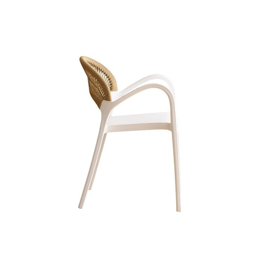 Silla Daytona, Blanco y Café claro , Con Espaldar, Reposa Brazos y Diseño Minimalista