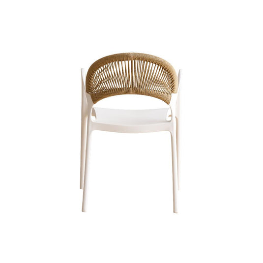 Set de 2 Sillas Daytona, Blanco y Café Claro, con Espaldar, Reposa Brazos y Diseño Minimalista