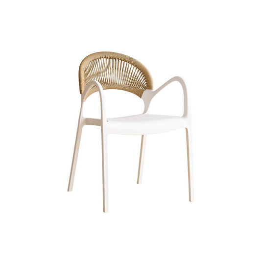 Silla Daytona, Blanco y Café claro , Con Espaldar, Reposa Brazos y Diseño Minimalista
