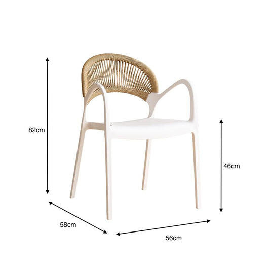 Silla Daytona, Blanco y Café claro , Con Espaldar, Reposa Brazos y Diseño Minimalista