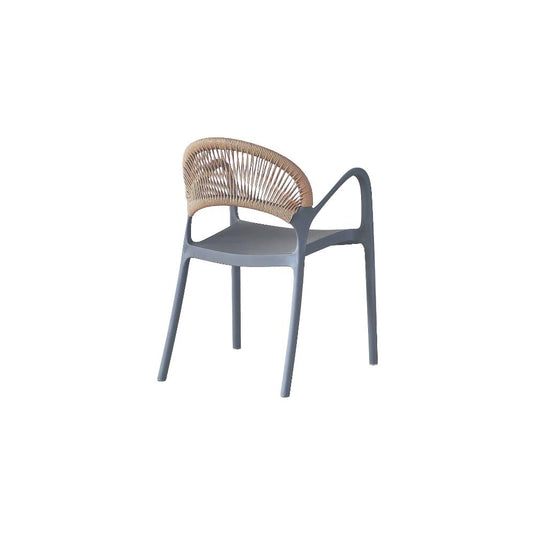 Set de 2 Sillas Daytona, Gris Oscuro y Café Claro, con Espaldar, Reposa Brazos y Diseño Minimalista
