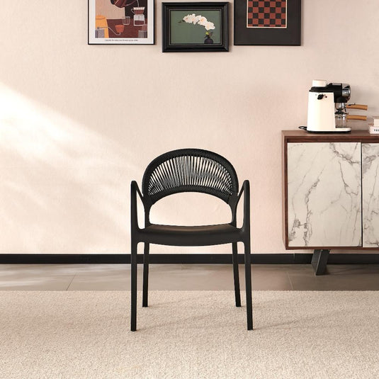 Set de 4 Sillas Daytona, Negro, con Espaldar, Reposa Brazos y Diseño Minimalista