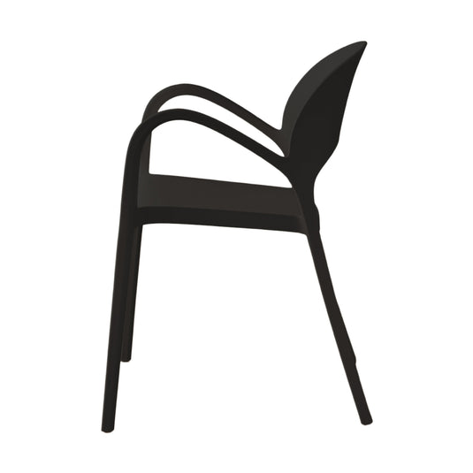 Set de 2 Sillas Bremen, Negra, con Espaldar, Reposa Brazos y Diseño Minimalista