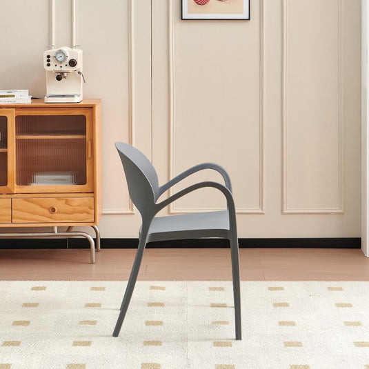 Set de 4 Sillas Bremen, Gris Oscuro, con Espaldar, Reposa Brazos y Diseño Minimalista