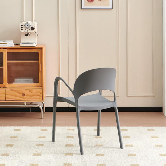Set de 4 Sillas Bremen, Gris Oscuro, con Espaldar, Reposa Brazos y Diseño Minimalista