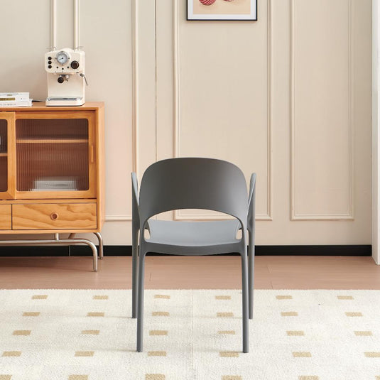 Set de 4 Sillas Bremen, Gris Oscuro, con Espaldar, Reposa Brazos y Diseño Minimalista