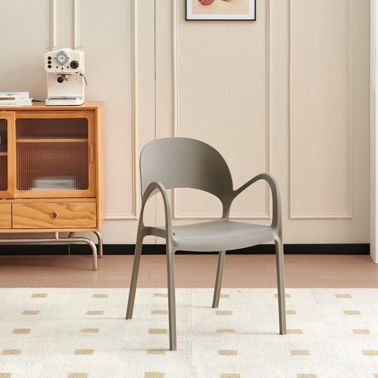 Set de 4 Sillas Bremen, Taupe, con Espaldar, Reposa Brazos y Diseño Minimalista