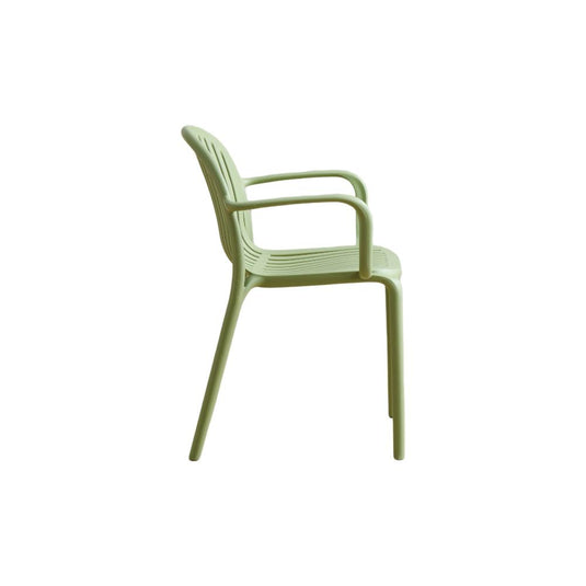 Set de 2 Sillas Marruecos con Brazos, Verde Olivo, con Espaldar en Rayas y Diseño Minimalista