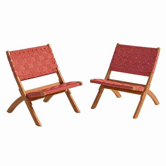 Set de 2 Sillas Plegable de Madera para Exterior Eris, Terracota, Diseño Fresco y Moderno