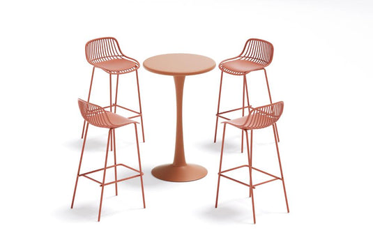 Set de 4 Sillas para Bar Tulum, Color Terracota, Diseño Moderno
