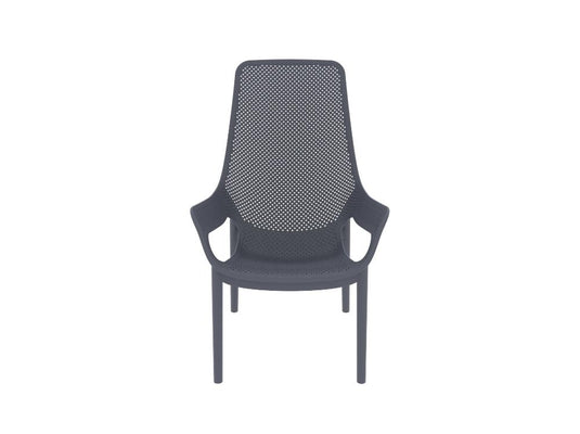 Silla Lounge Mayorca, Gris Oscuro, con espaldar y reposa brazos X4