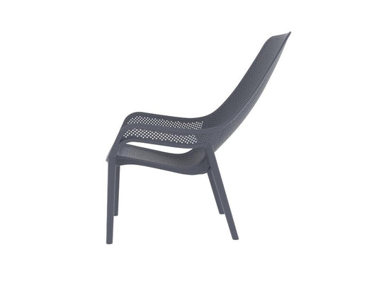 Silla Lounge Mayorca, Gris Oscuro, con espaldar y reposa brazos X4