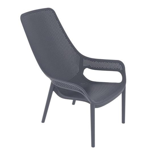 Set de 4 Sillas Lounge Mayorca, Gris Oscuro, con Espaldar y Reposa Brazos