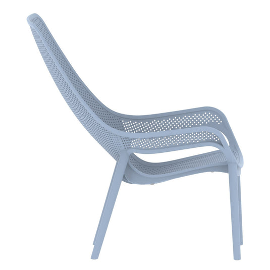 Set de 4 Sillas Lounge Mayorca, Azul Claro, con Espaldar y Reposa Brazos