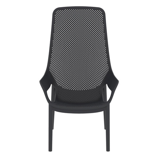 Set de 4 Sillas Lounge Mayorca, Negro, con Espaldar y Reposa Brazos