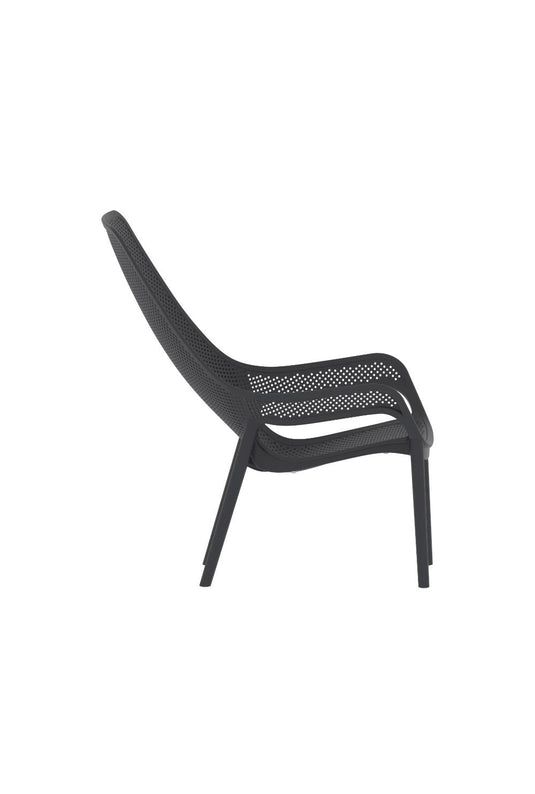 Silla Lounge Mayorca, Negro, con espaldar y reposa brazos