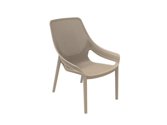 Silla Lounge Ibiza, Taupe, con espaldar y reposa brazos X4