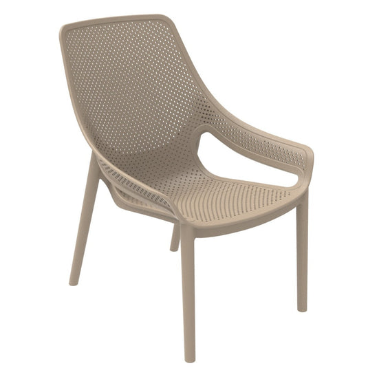 Set de 4 Sillas Lounge Ibiza, Taupe, con Espaldar y Reposa Brazos