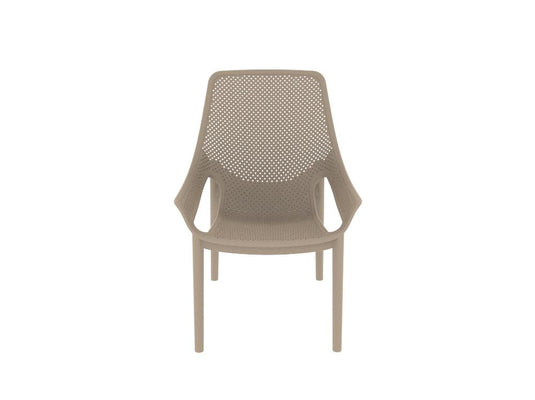 Silla Lounge Ibiza, Taupe, con espaldar y reposa brazos
