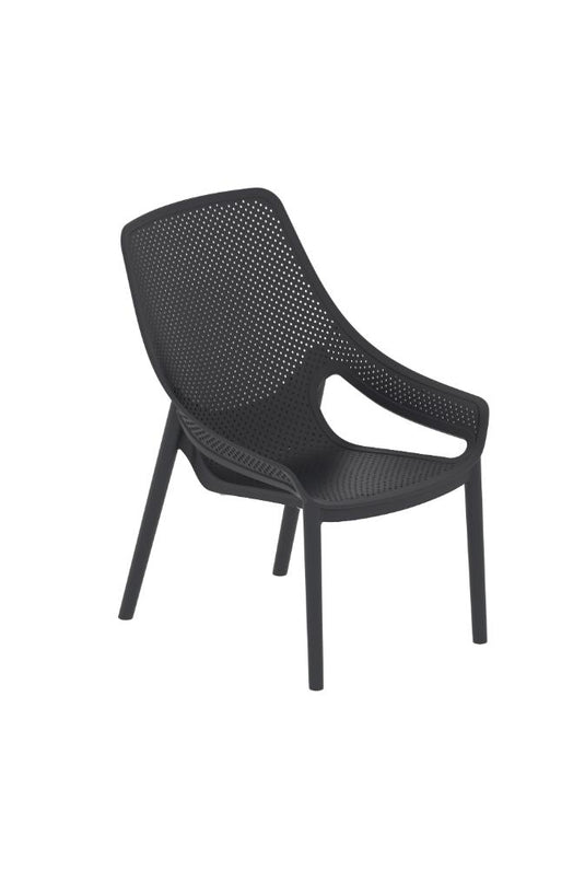 Silla Lounge Ibiza, Negro, con espaldar y reposa brazos
