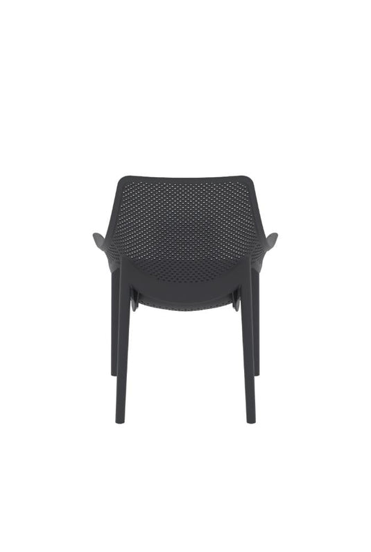 Silla Lounge Ibiza, Negro, con espaldar y reposa brazos