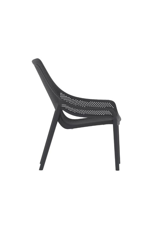 Silla Lounge Ibiza, Negro, con espaldar y reposa brazos X2