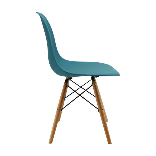 Kit por 6 sillas Eames Patas En Madera para comedor, sala, restaurante - Azul Petroleo