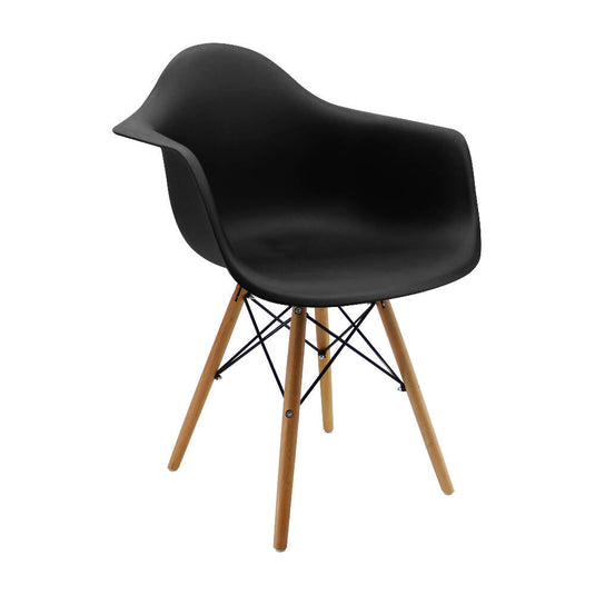Kit por 2 Silla Eames Con Brazos Patas en Madera - Negra