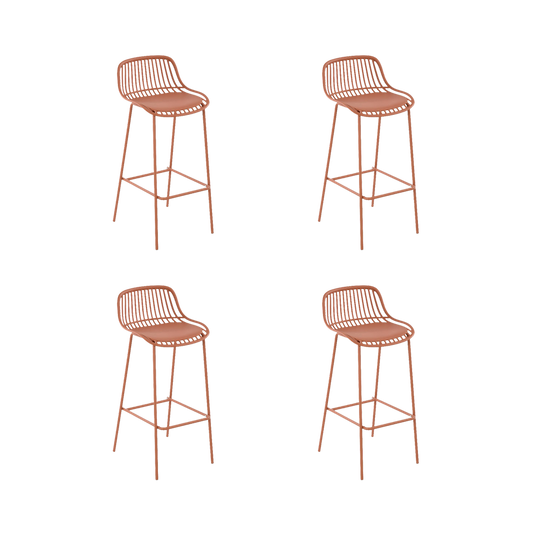 Set de 4 Sillas para Bar Tulum, Color Terracota, Diseño Moderno
