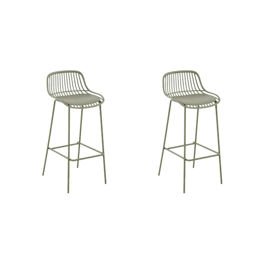Set de 2 Butacos para Barra Tulum, Color Verde Olivo, Diseño Moderno