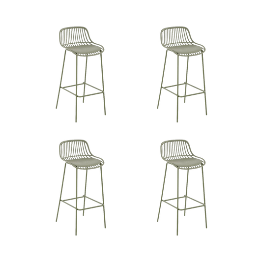 Set de 4 Butacos para Barra Tulum, Color Verde Olivo, Diseño Moderno