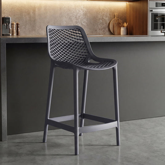 Silla para Bar Miame, Color Gris Oscuro, con Reposa Pies Doble Proposito