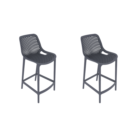 Set de 2 Sillas para Bar Miame, Color Gris Oscuro, con Reposa Pies Doble Proposito
