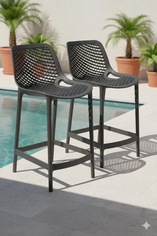 Set de 4 Sillas para Bar Miame, Color Negro, con Reposa Pies Doble Proposito